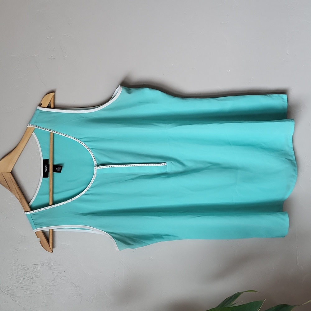 Size 14 Alfani Tiffany Blue with Rhinestone Chiffon Tank Top